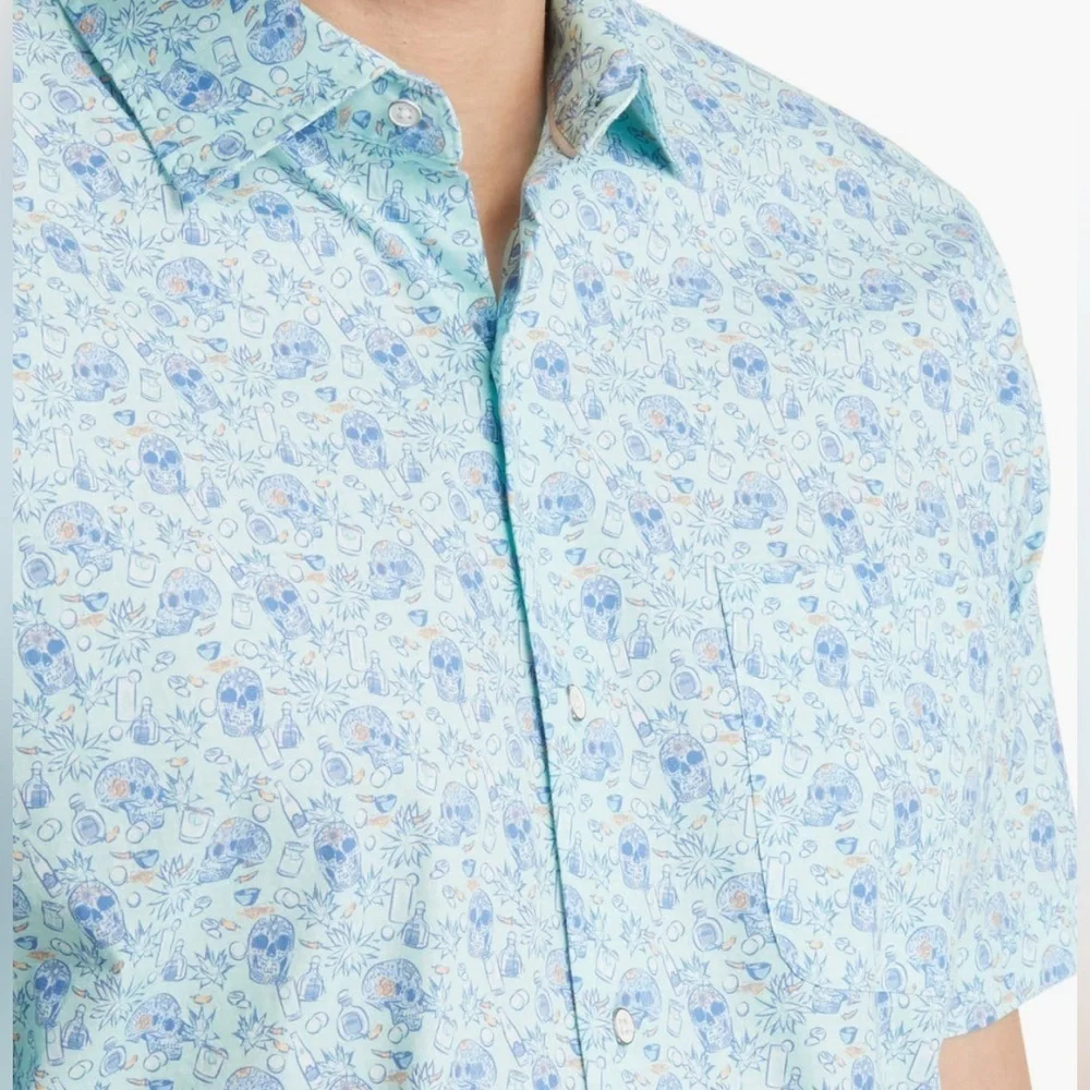 Peter Millar Cowboy Cantina Skulls & Tequila Men’s SS Stretch Shirt size Medium - Picture 14 of 14